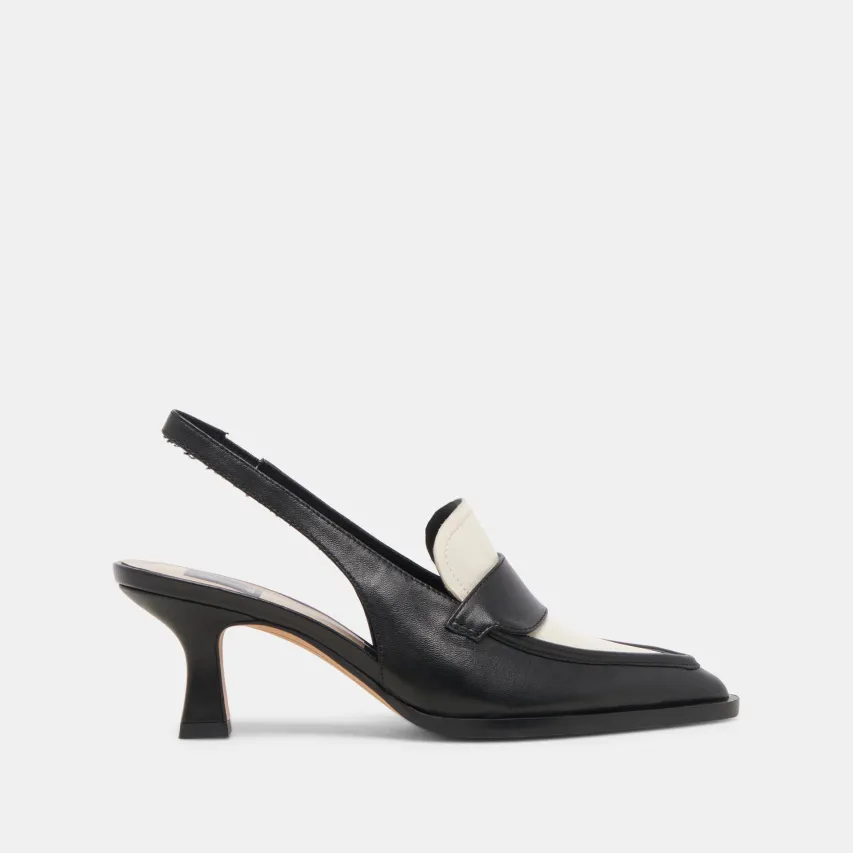 ADELE HEELS BLACK WHITE LEATHER^Dolce Vita Sale