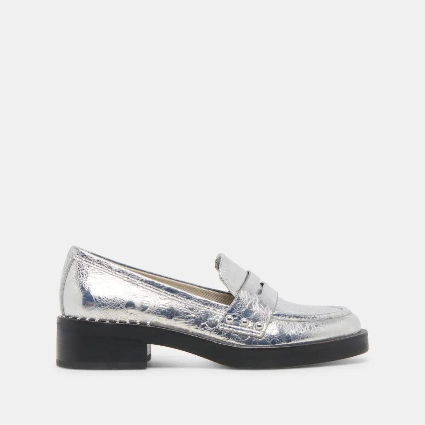 ALIANE LOAFERS SILVER DISTRESSED LEATHER^Dolce Vita Hot