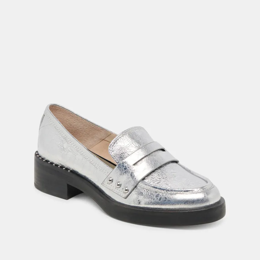 ALIANE LOAFERS SILVER DISTRESSED LEATHER^Dolce Vita Hot
