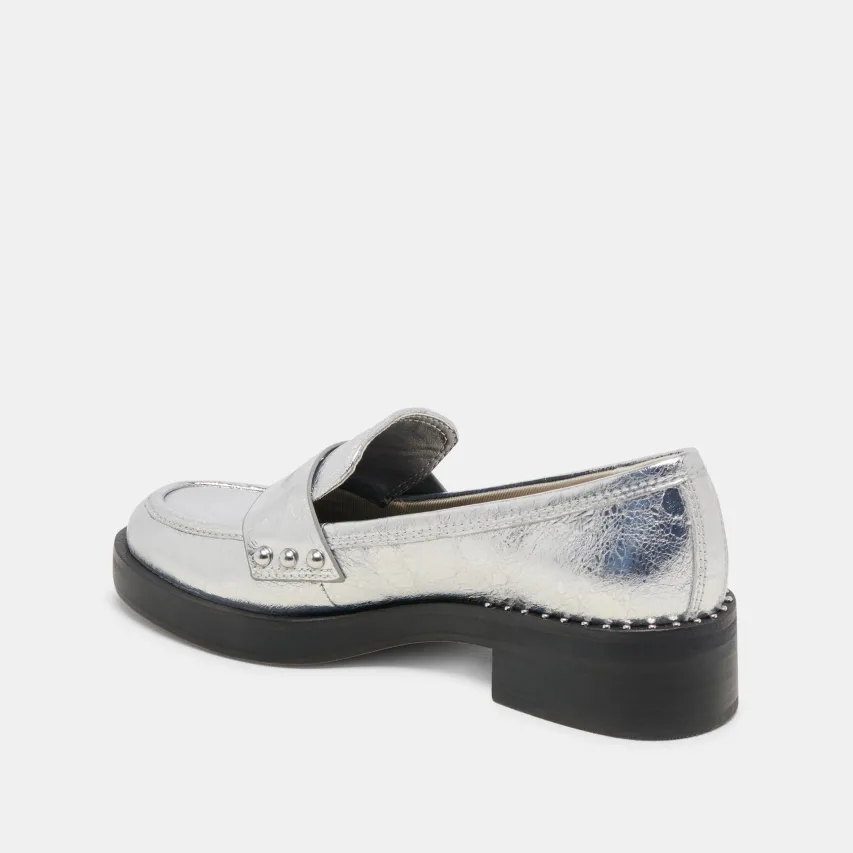 ALIANE LOAFERS SILVER DISTRESSED LEATHER^Dolce Vita Hot