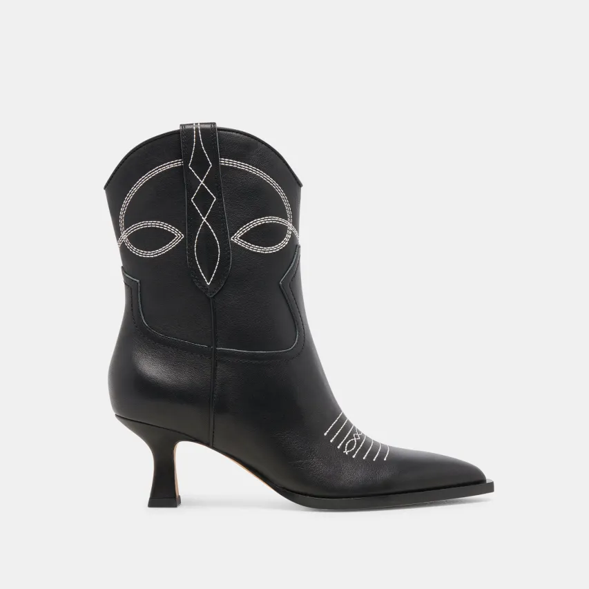 ANGEL BOOTIES BLACK WHITE LEATHER^Dolce Vita Best