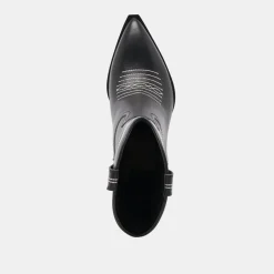 ANGEL BOOTIES BLACK WHITE LEATHER^Dolce Vita Best