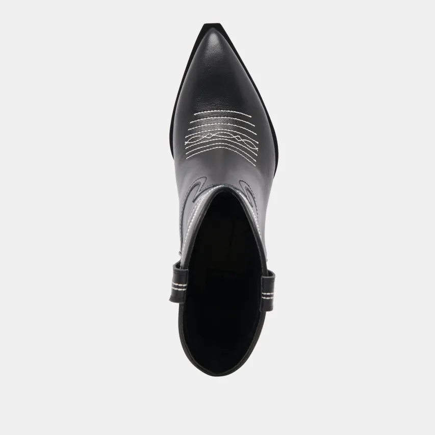 ANGEL BOOTIES BLACK WHITE LEATHER^Dolce Vita Best