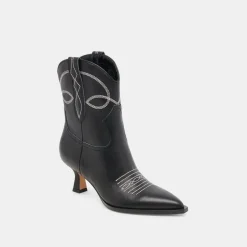 ANGEL BOOTIES BLACK WHITE LEATHER^Dolce Vita Best