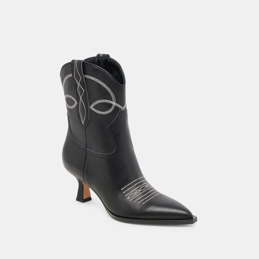 ANGEL BOOTIES BLACK WHITE LEATHER^Dolce Vita Best