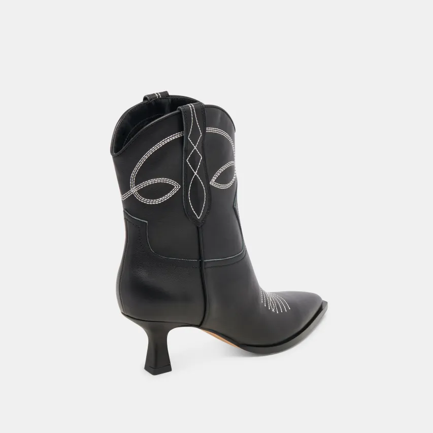 ANGEL BOOTIES BLACK WHITE LEATHER^Dolce Vita Best