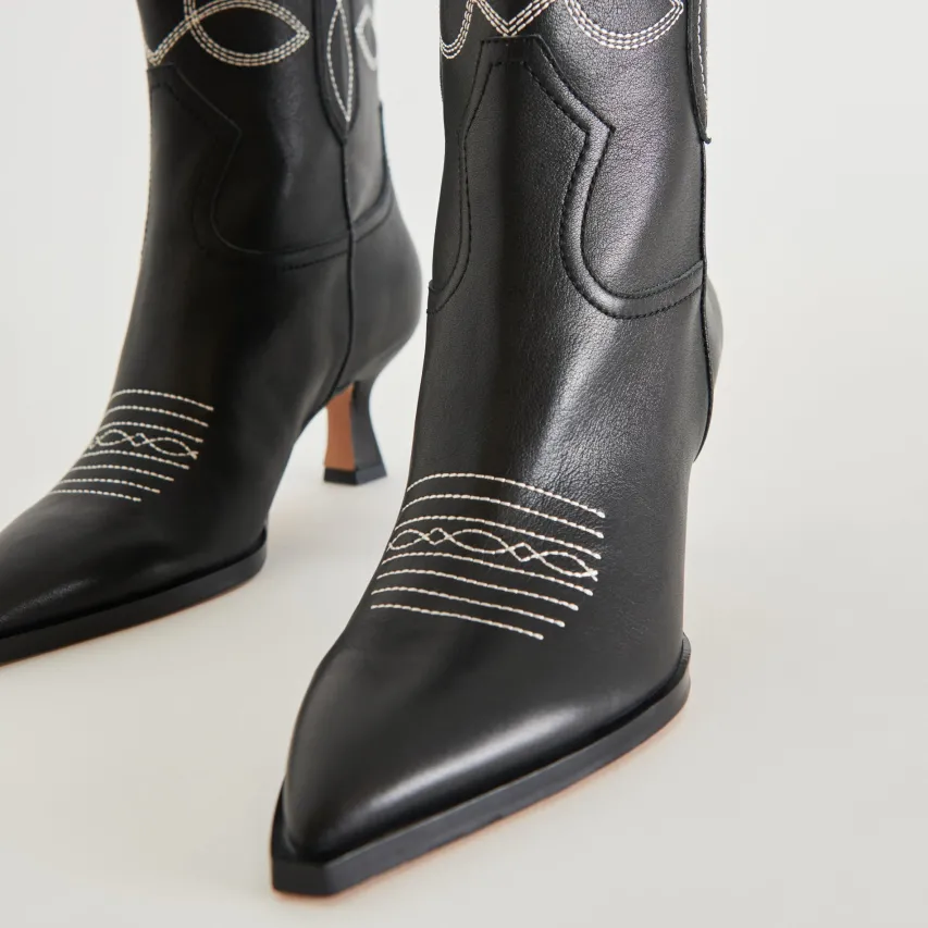 ANGEL BOOTIES BLACK WHITE LEATHER^Dolce Vita Best