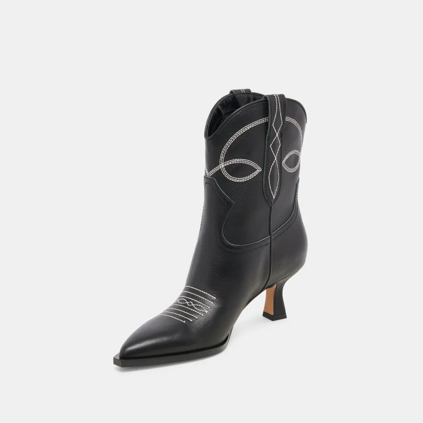 ANGEL BOOTIES BLACK WHITE LEATHER^Dolce Vita Best