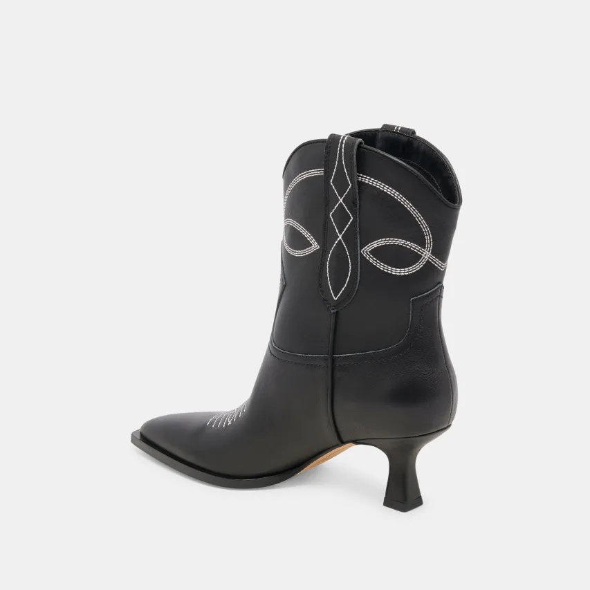 ANGEL BOOTIES BLACK WHITE LEATHER^Dolce Vita Best