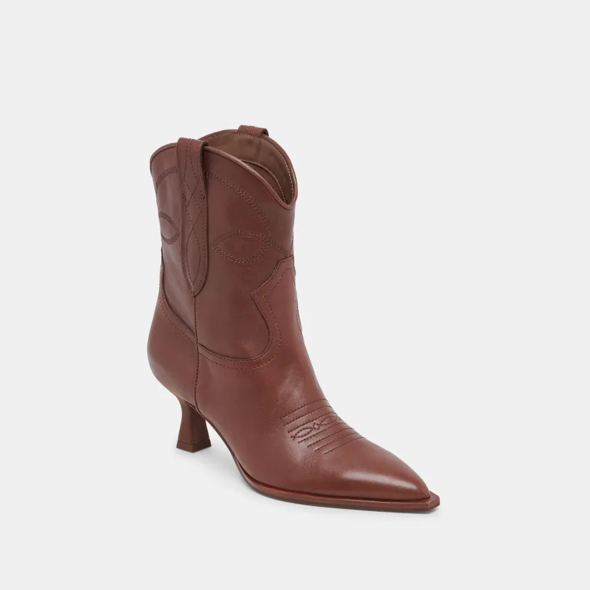 ANGEL BOOTIES CHOCOLATE LEATHER^Dolce Vita Hot