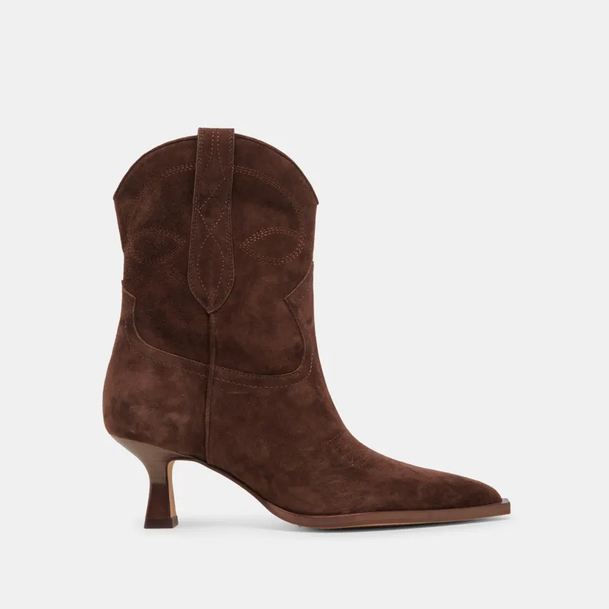 ANGEL BOOTIES DK BROWN SUEDE^Dolce Vita Online