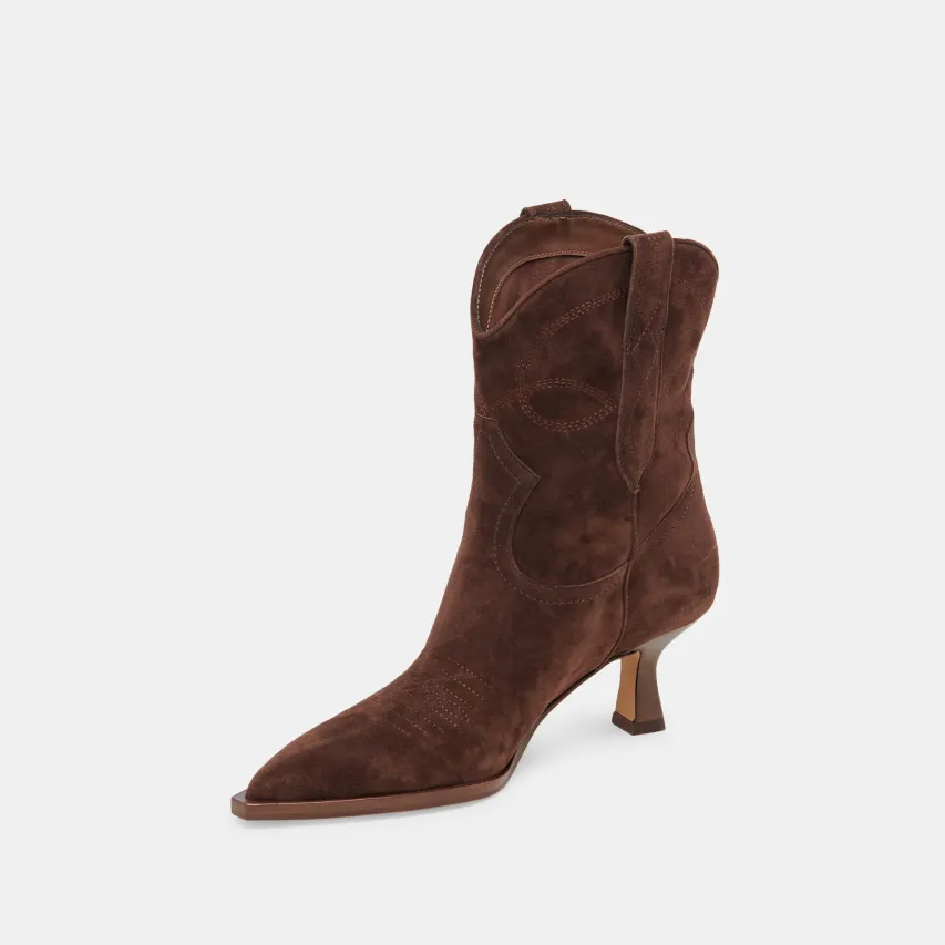ANGEL BOOTIES DK BROWN SUEDE^Dolce Vita Online