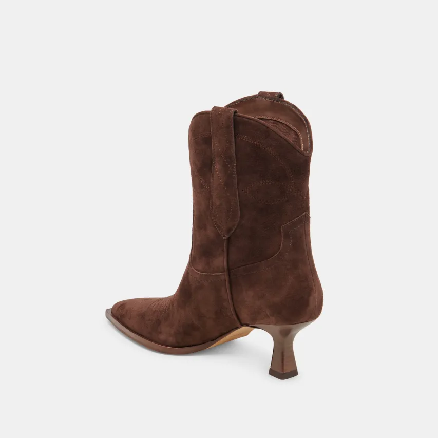 ANGEL BOOTIES DK BROWN SUEDE^Dolce Vita Online
