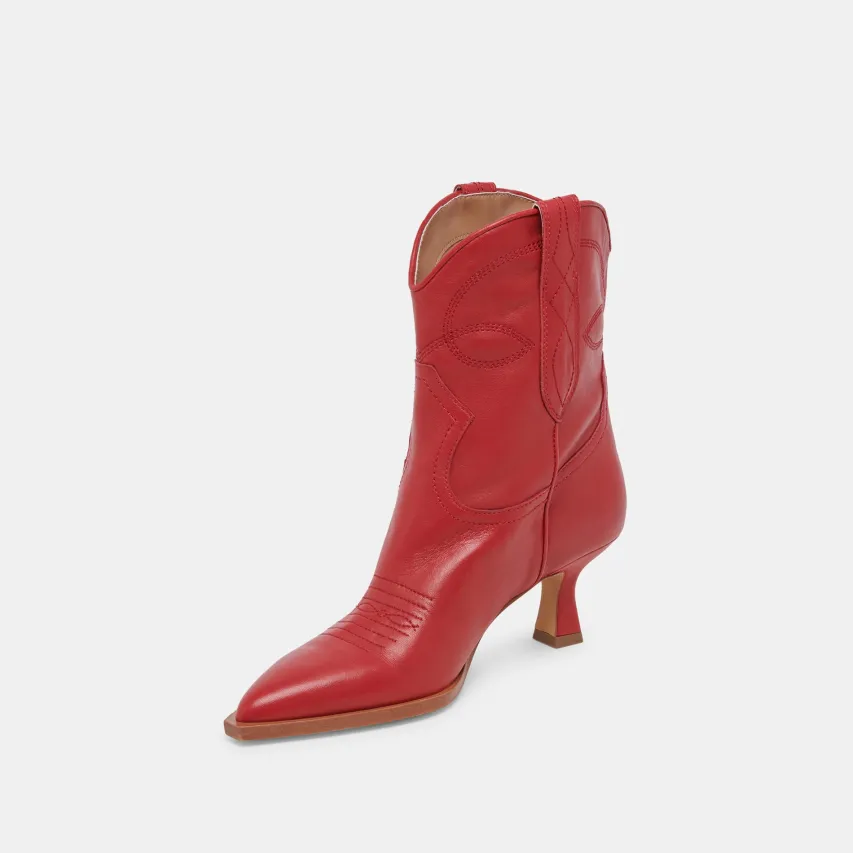ANGEL BOOTIES RED LEATHER^Dolce Vita Discount