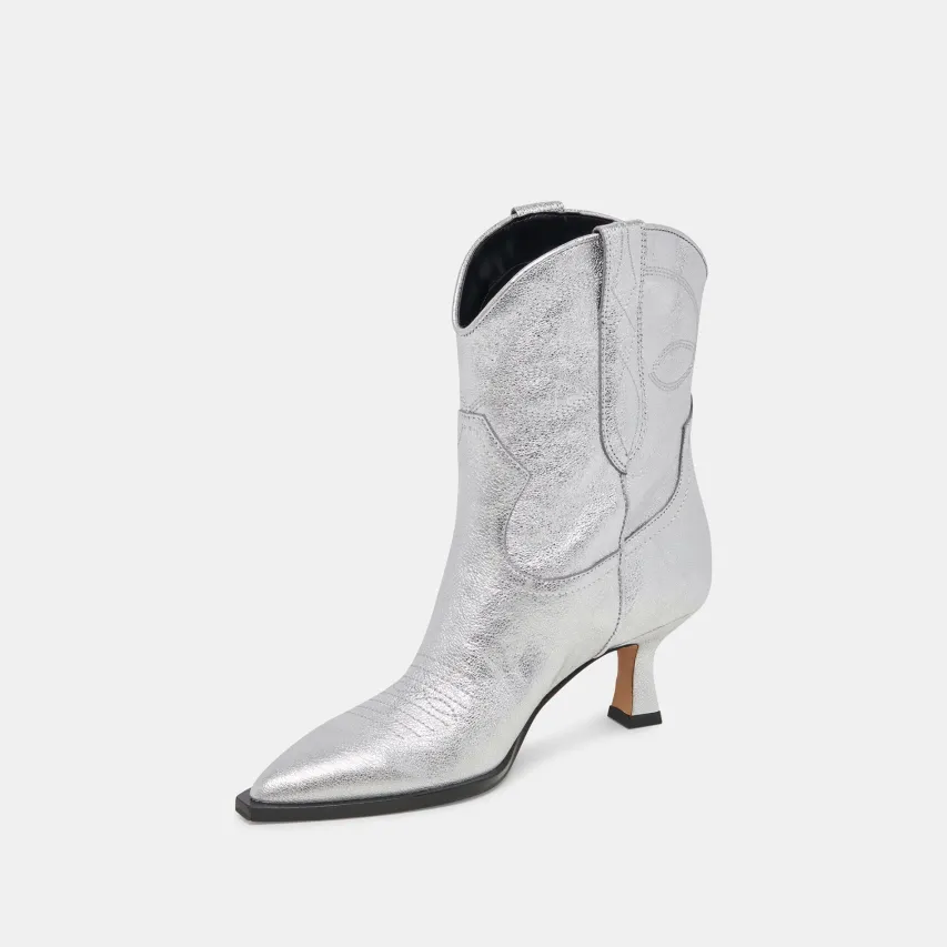 ANGEL BOOTIES SILVER METALLIC LEATHER^Dolce Vita Hot