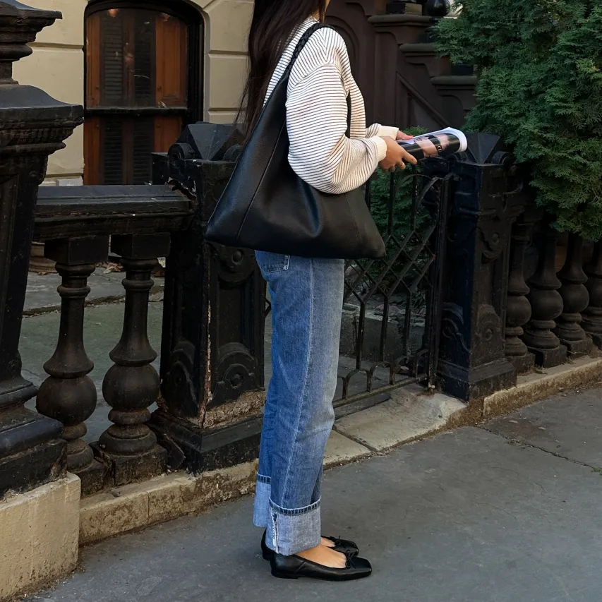 ANISA BALLET FLATS BLACK LEATHER^Dolce Vita New