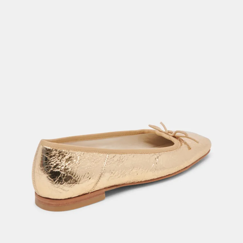 ANISA BALLET FLATS GOLD DISTRESSED LEATHER^Dolce Vita Clearance
