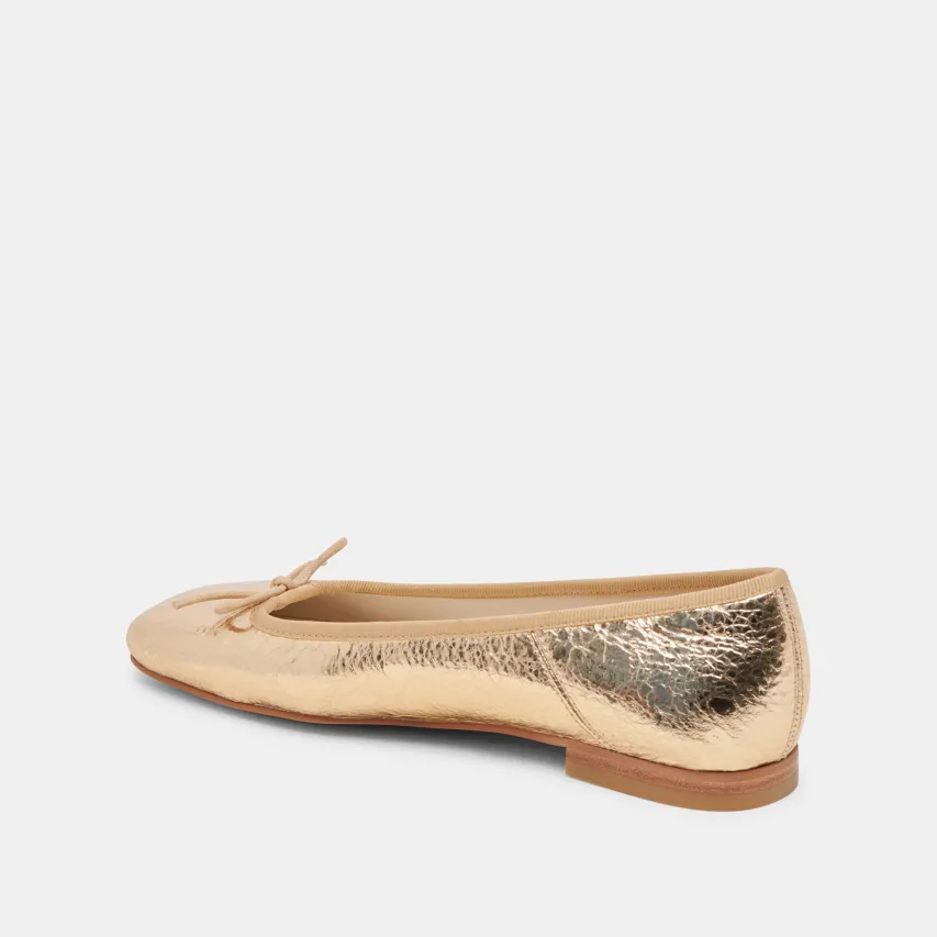 ANISA BALLET FLATS GOLD DISTRESSED LEATHER^Dolce Vita Clearance