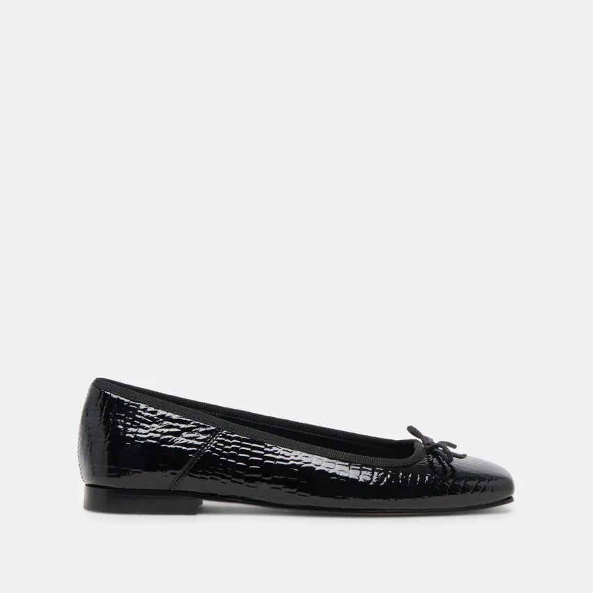 ANISA BALLET FLATS NOIR EMBOSSED LEATHER^Dolce Vita Fashion
