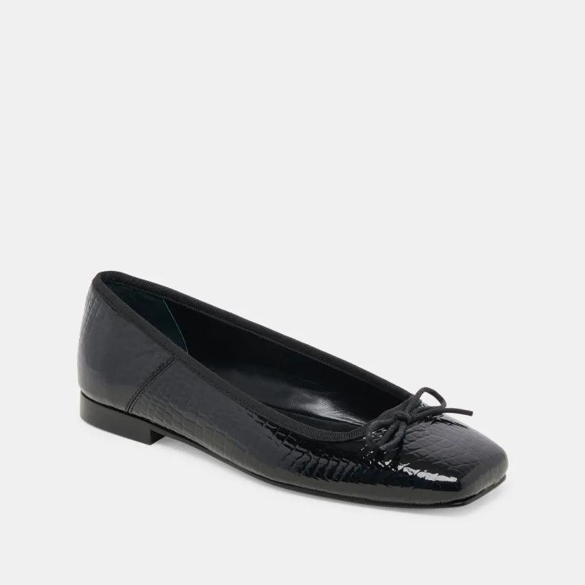 ANISA BALLET FLATS NOIR EMBOSSED LEATHER^Dolce Vita Fashion