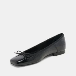 ANISA BALLET FLATS NOIR EMBOSSED LEATHER^Dolce Vita Fashion