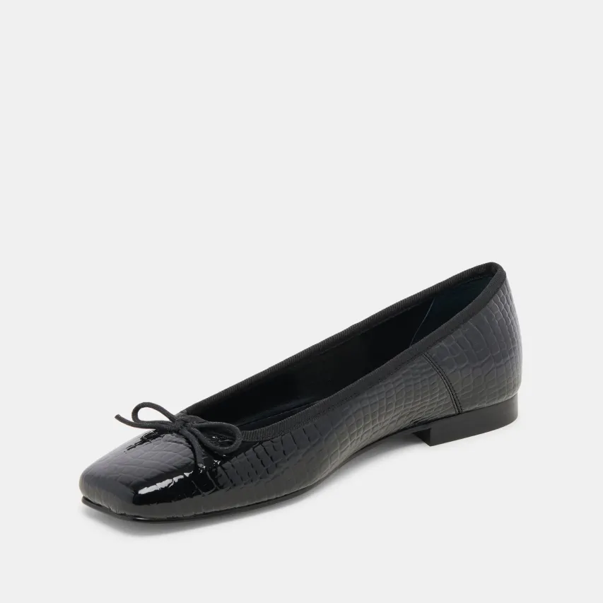 ANISA BALLET FLATS NOIR EMBOSSED LEATHER^Dolce Vita Fashion