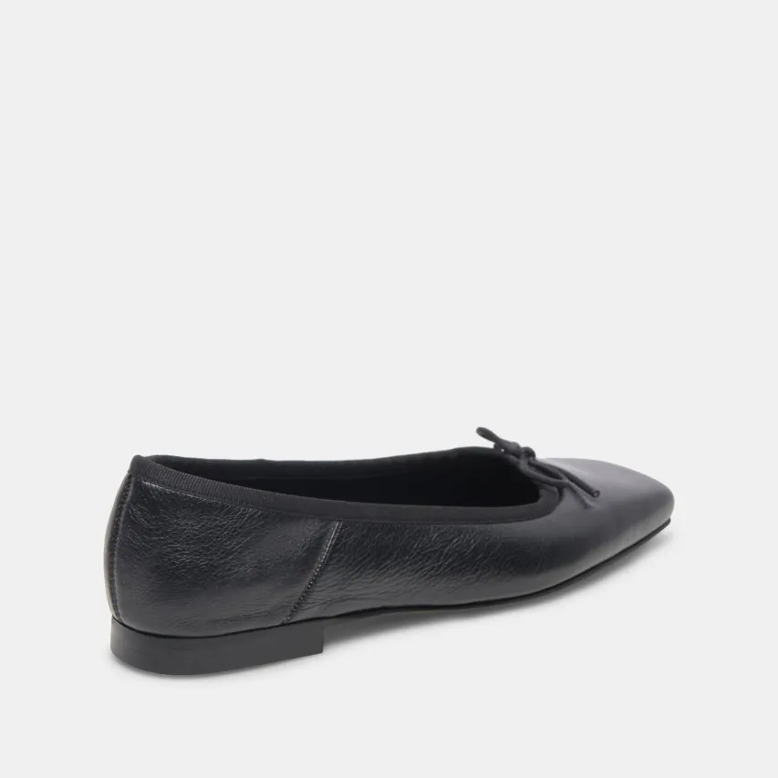 ANISA WIDE BALLET FLATS BLACK LEATHER^Dolce Vita Fashion