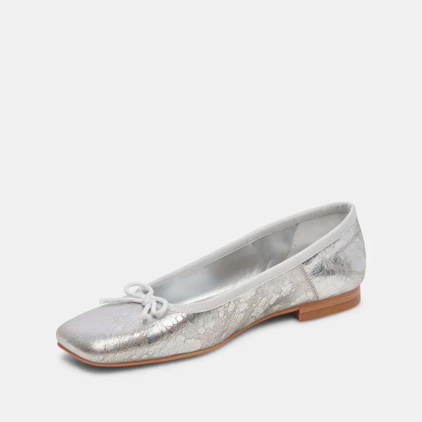 ANISA WIDE BALLET FLATS SILVER DISTRESSED LEATHER^Dolce Vita Online