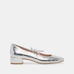 ARDIEN HEELS SILVER CRINKLE PATENT^Dolce Vita New