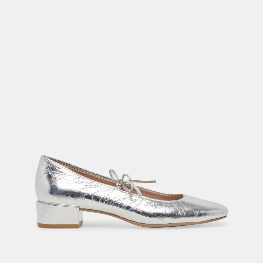 ARDIEN HEELS SILVER CRINKLE PATENT^Dolce Vita New