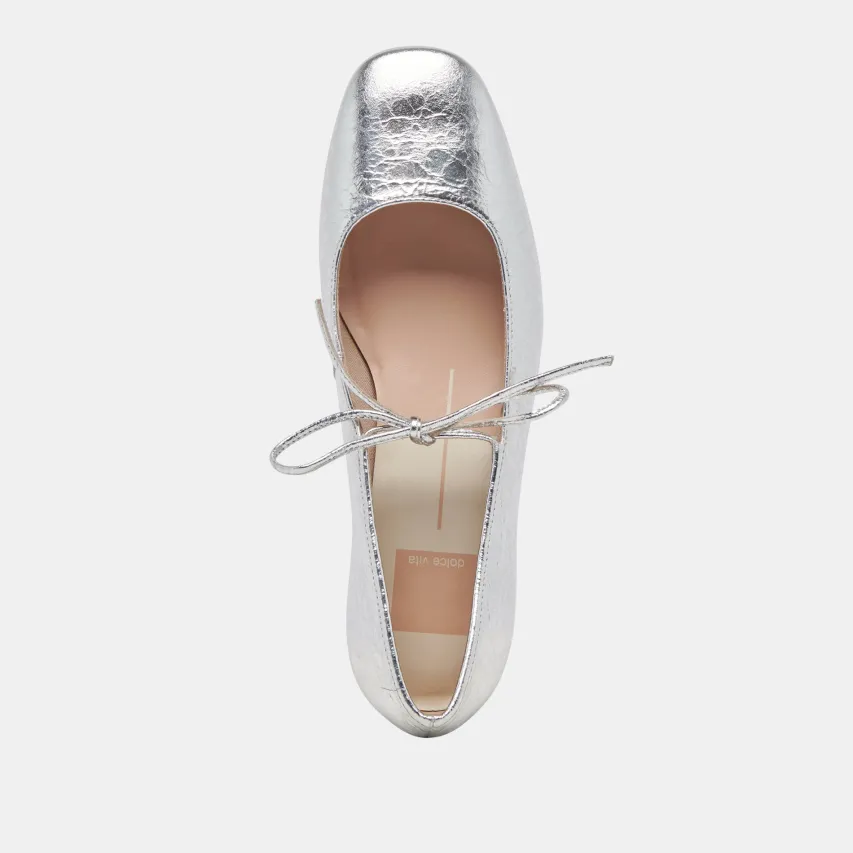ARDIEN HEELS SILVER CRINKLE PATENT^Dolce Vita New