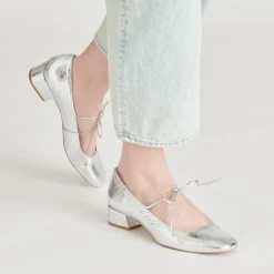 ARDIEN HEELS SILVER CRINKLE PATENT^Dolce Vita New