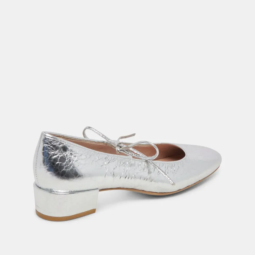 ARDIEN HEELS SILVER CRINKLE PATENT^Dolce Vita New