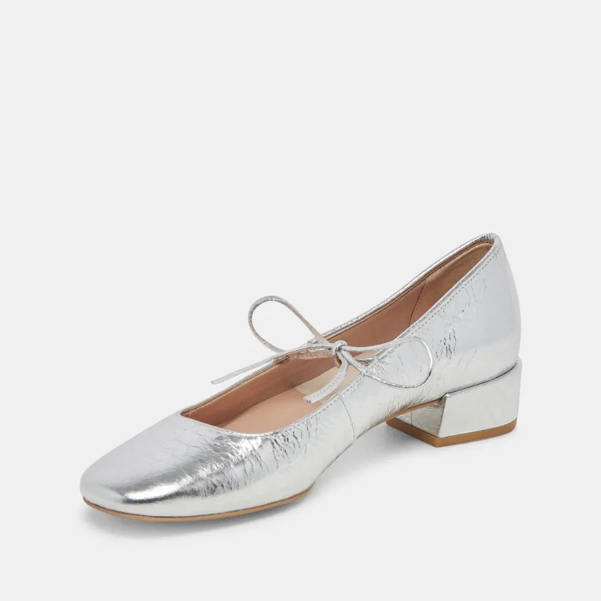 ARDIEN HEELS SILVER CRINKLE PATENT^Dolce Vita New