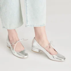 ARDIEN HEELS SILVER CRINKLE PATENT^Dolce Vita New