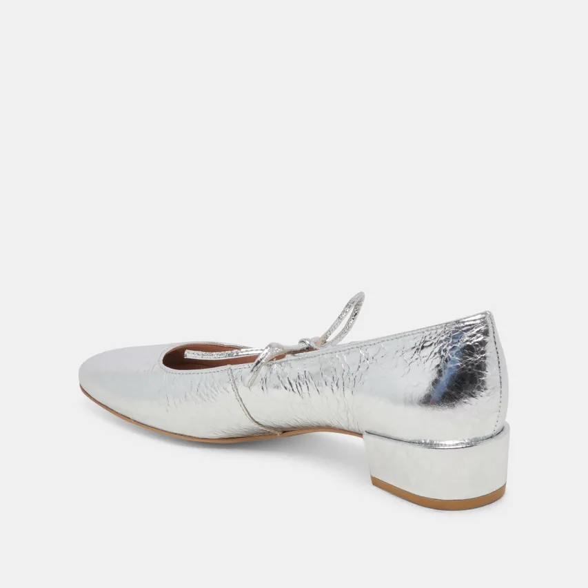 ARDIEN HEELS SILVER CRINKLE PATENT^Dolce Vita New