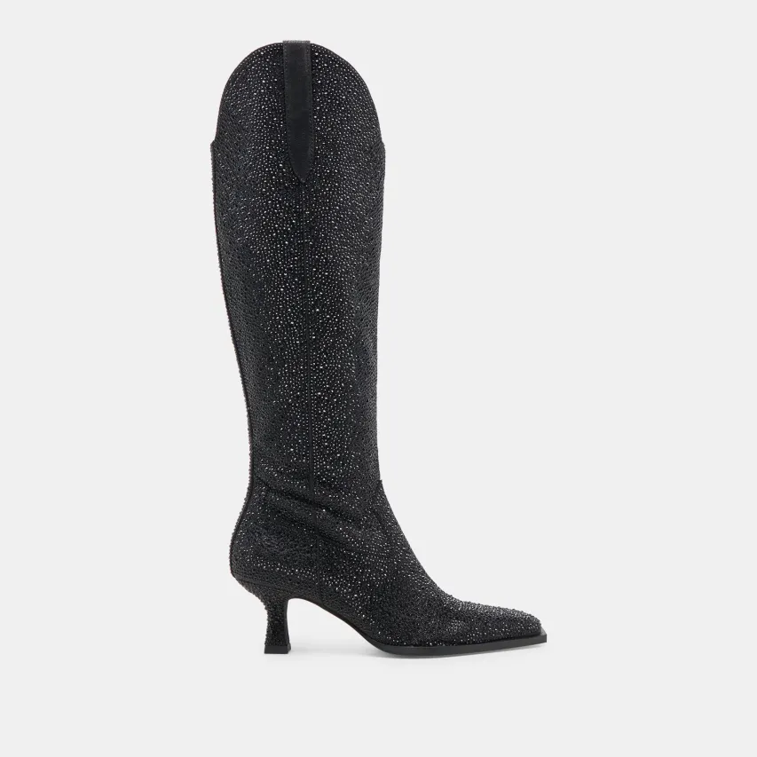 ARIANA CRYSTAL WIDE CALF BOOTS BLACK METALLIC CRYSTAL^Dolce Vita Discount
