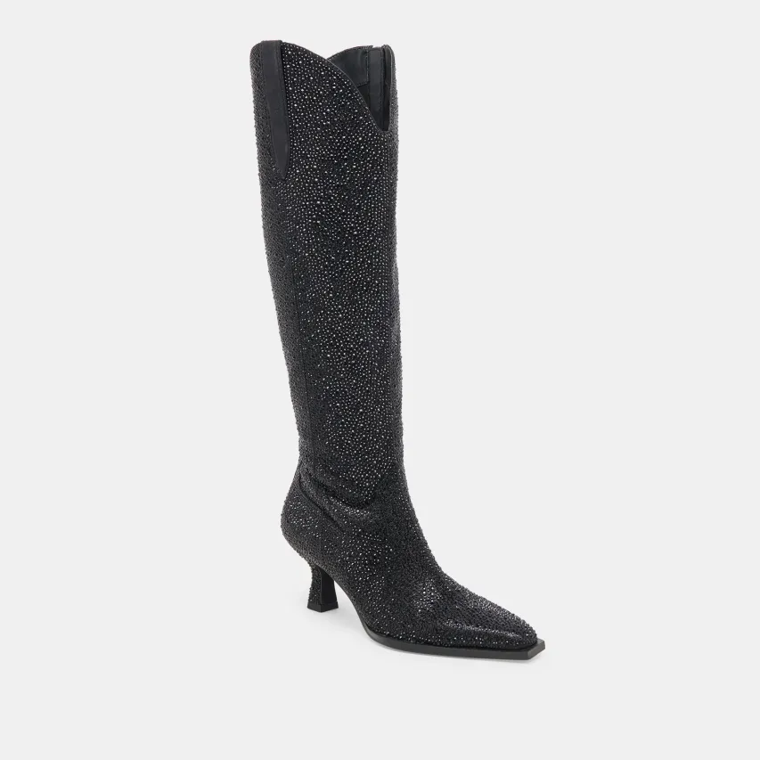 ARIANA CRYSTAL WIDE CALF BOOTS BLACK METALLIC CRYSTAL^Dolce Vita Discount