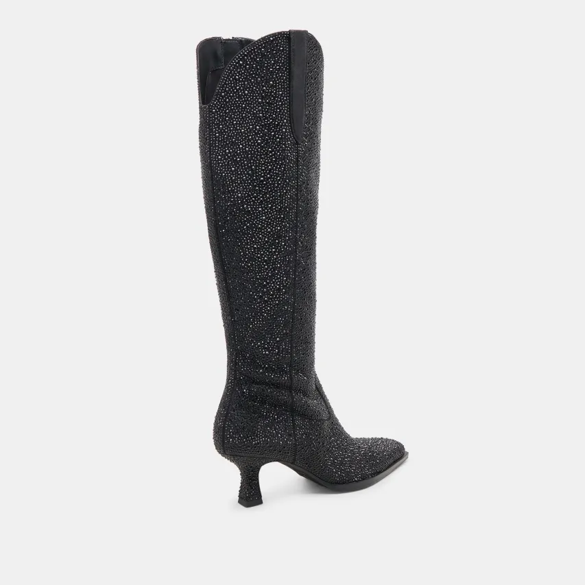 ARIANA CRYSTAL WIDE CALF BOOTS BLACK METALLIC CRYSTAL^Dolce Vita Discount