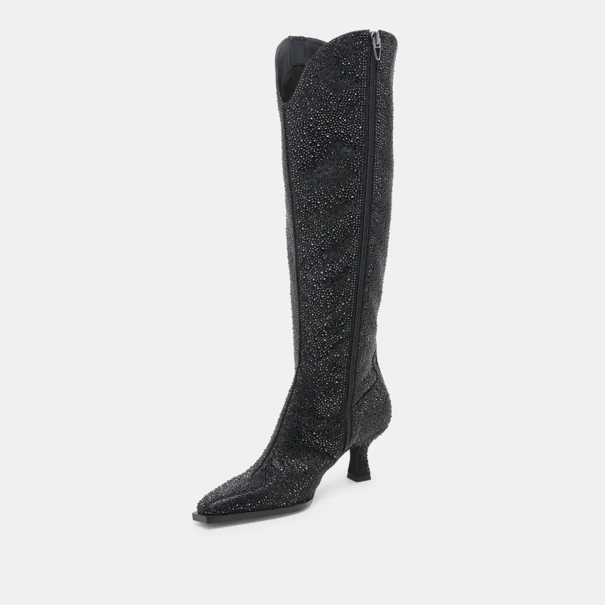 ARIANA CRYSTAL WIDE CALF BOOTS BLACK METALLIC CRYSTAL^Dolce Vita Discount