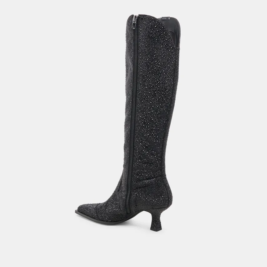 ARIANA CRYSTAL WIDE CALF BOOTS BLACK METALLIC CRYSTAL^Dolce Vita Discount