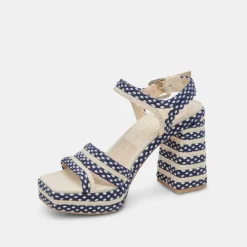 ARNELA HEELS NAVY MULTI WOVEN^Dolce Vita New