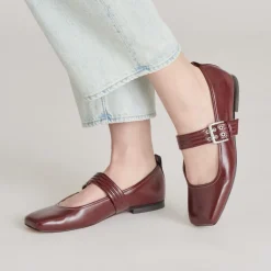 ARORA BALLET FLATS BURGUNDY CRINKLE PATENT^Dolce Vita Online