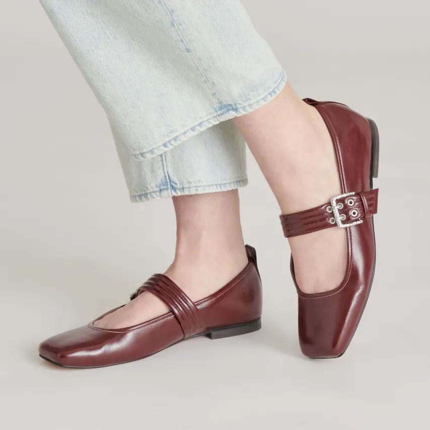 ARORA BALLET FLATS BURGUNDY CRINKLE PATENT^Dolce Vita Online