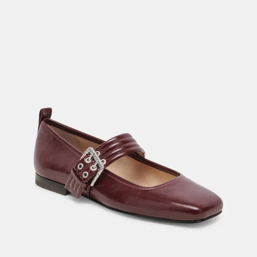 ARORA BALLET FLATS BURGUNDY CRINKLE PATENT^Dolce Vita Online