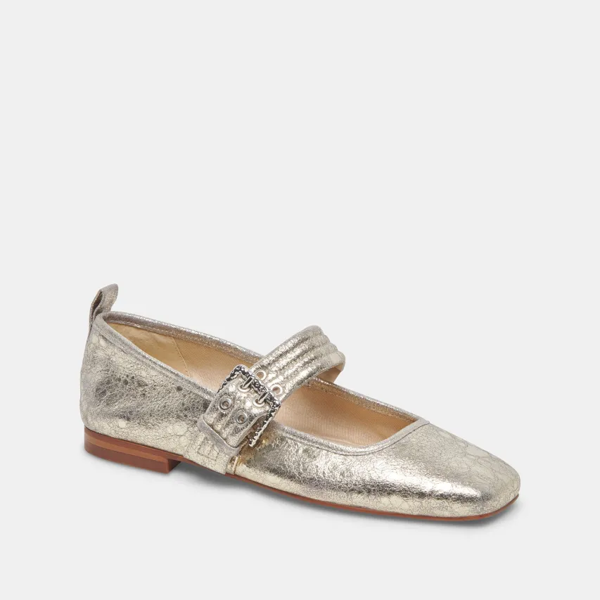 ARORA BALLET FLATS PLATINUM DISTRESSED LEATHER^Dolce Vita Fashion