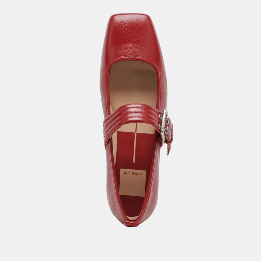 ARORA BALLET FLATS RED CRINKLE PATENT^Dolce Vita New
