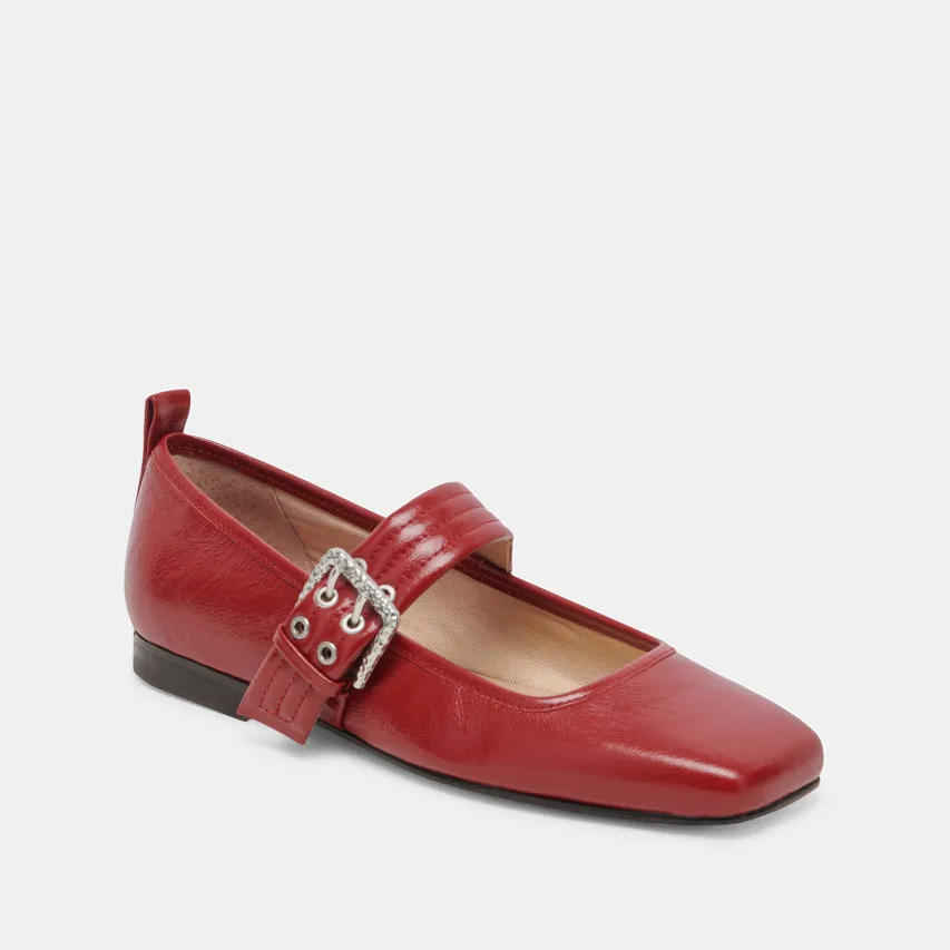 ARORA BALLET FLATS RED CRINKLE PATENT^Dolce Vita New