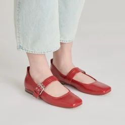 ARORA BALLET FLATS RED CRINKLE PATENT^Dolce Vita New