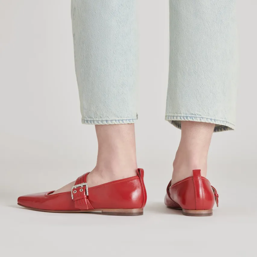 ARORA BALLET FLATS RED CRINKLE PATENT^Dolce Vita New